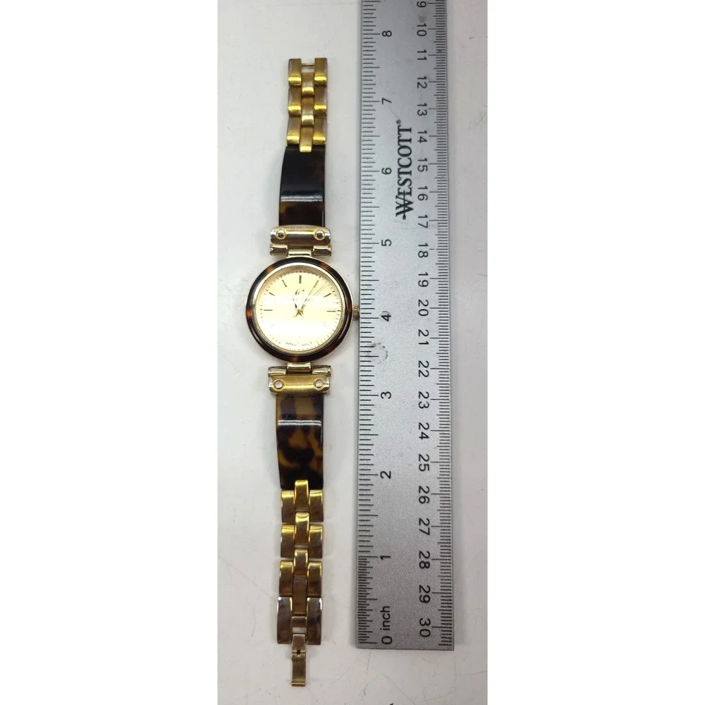 Womens Quartz Watch. Tortoise Shell and Goldtone‎ Band New Battery
